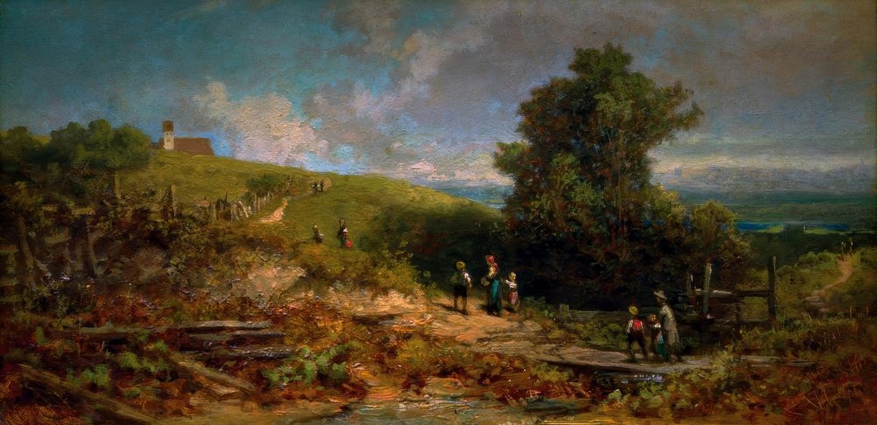 Auf dem Kirchsteig von Carl Spitzweg