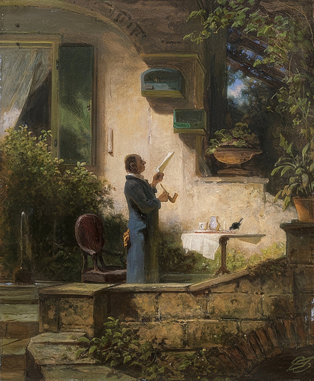 Ein wichtiges Schreiben (Die Lektüre) von Carl Spitzweg