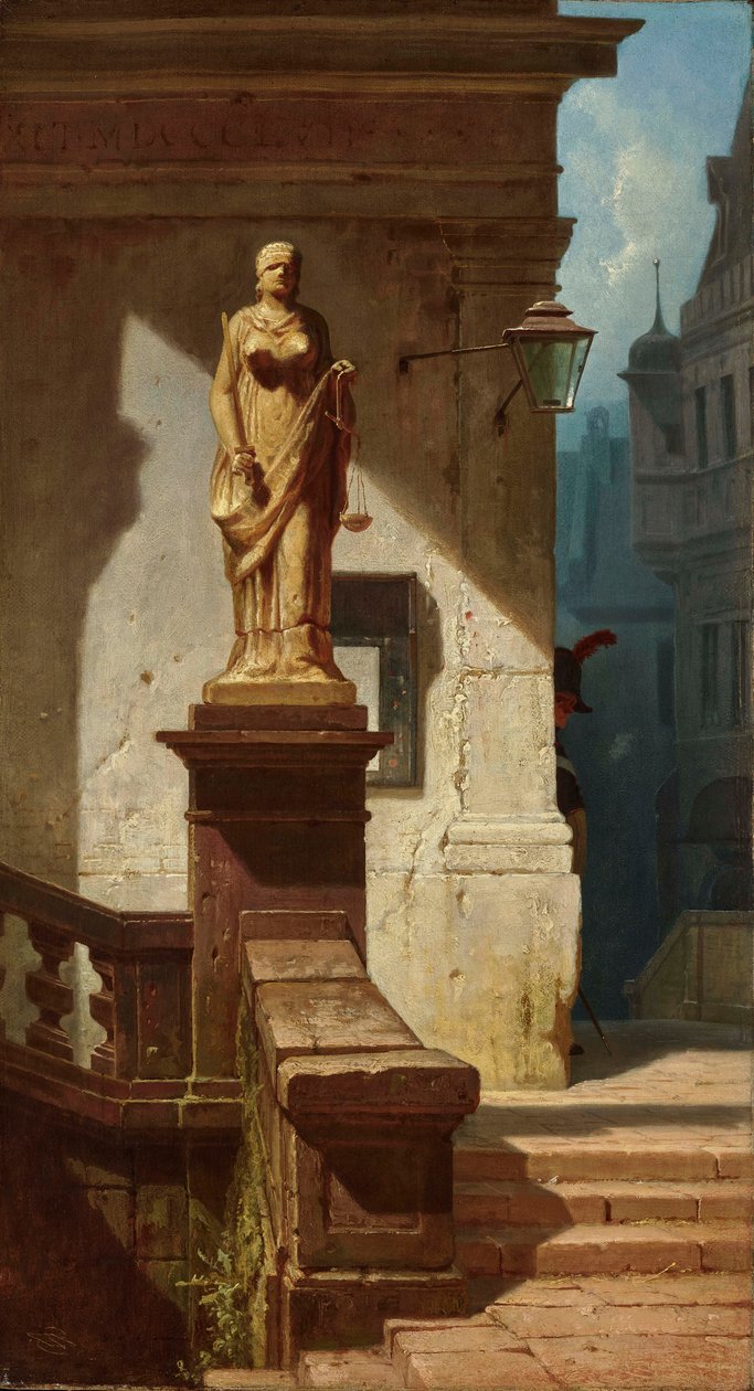 Das Auge des Gesetzes Justitia, 1857 von Carl Spitzweg