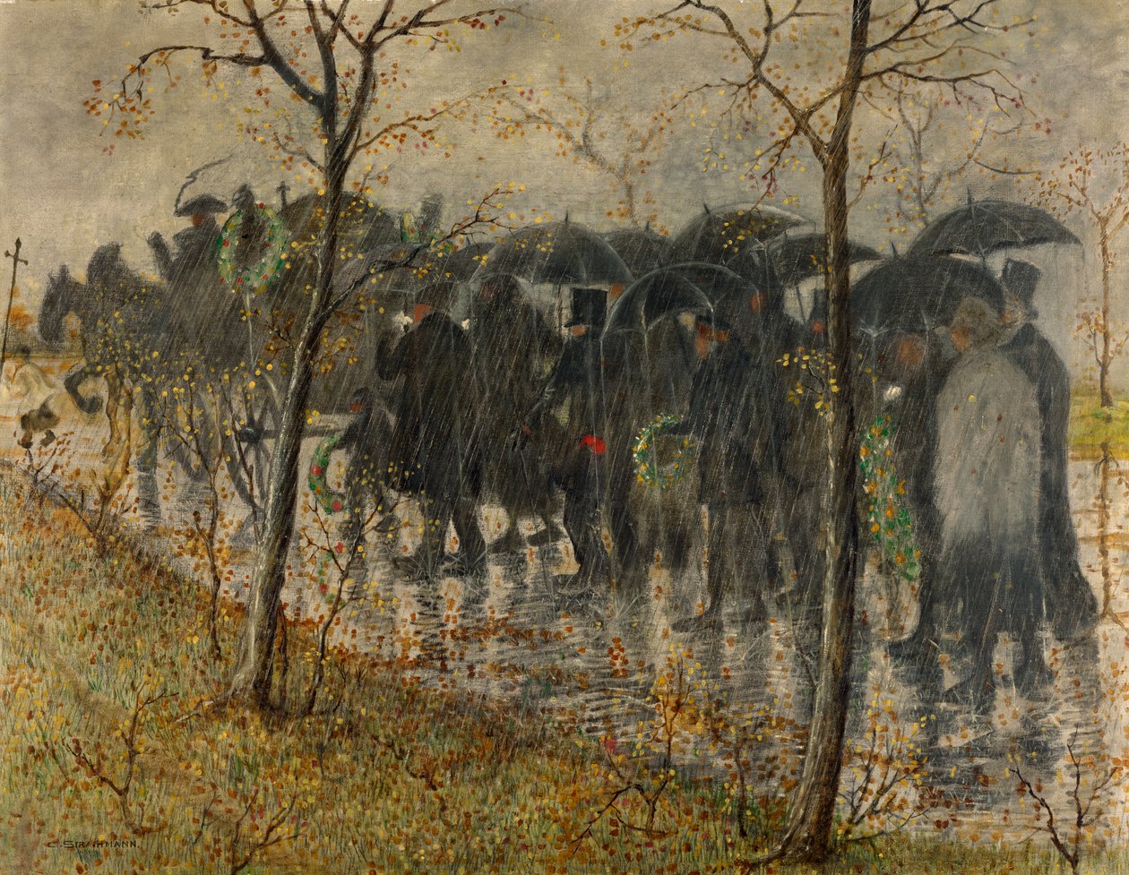 Leichenzug im Regen von Carl Strathmann
