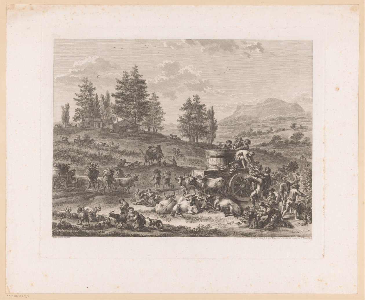 Weinlese in einer Landschaft von Carl Wilhelm Weisbrod