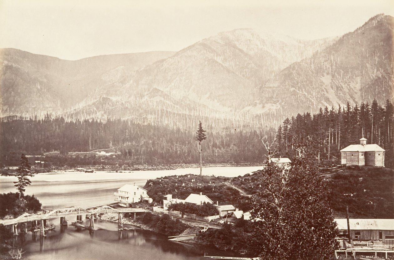 Kaskaden, Oregon, 1867, gedruckt ca. 1876 von Carleton Emmons Watkins