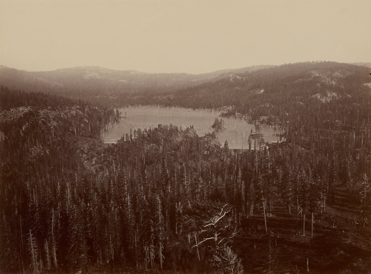 Dämme und See, Nevada County, Fernsicht von Carleton Watkins