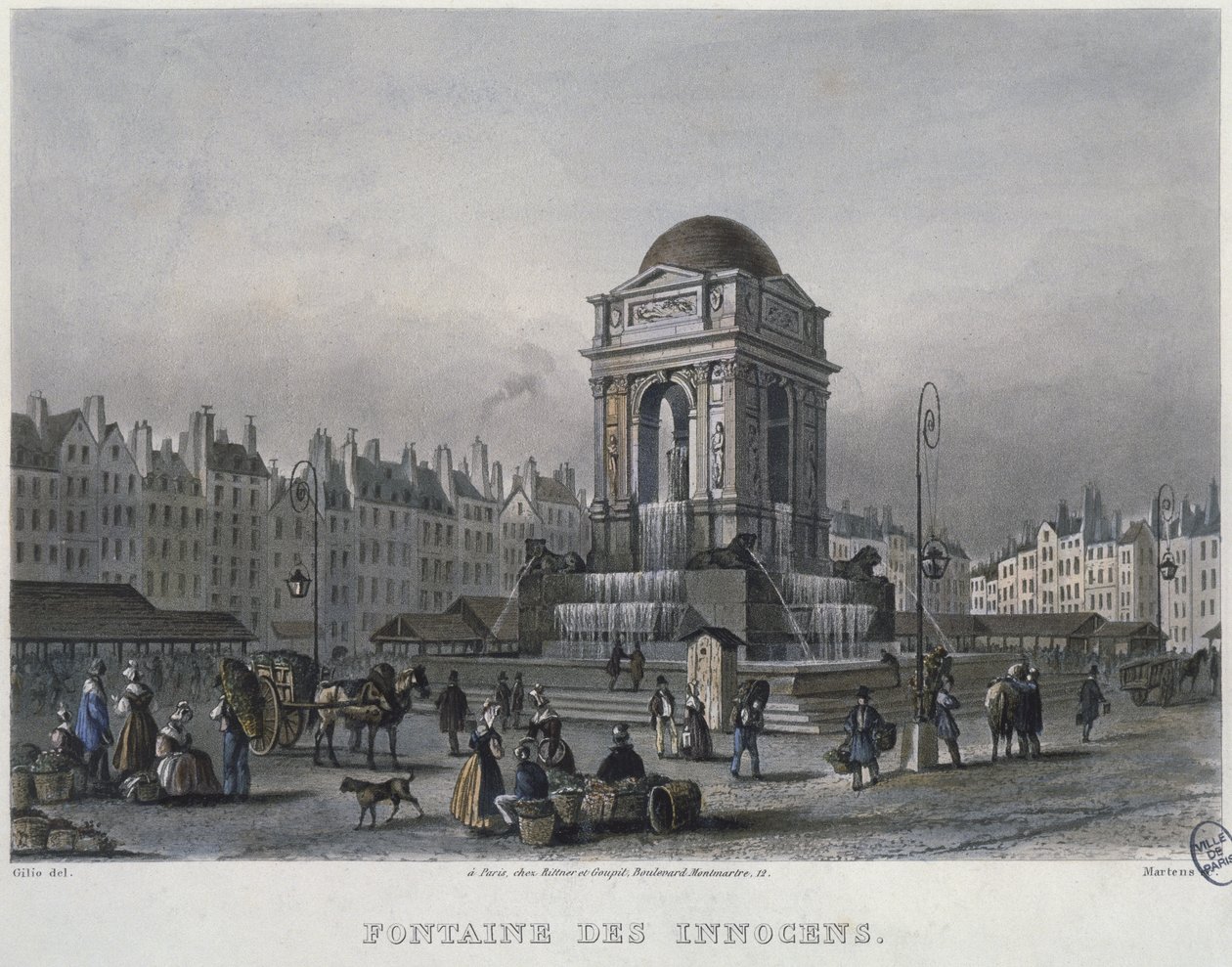 Der Brunnen der Unschuldigen, Paris, graviert von Frederic Martens (1809-75) 1832 von Carlo Gilio