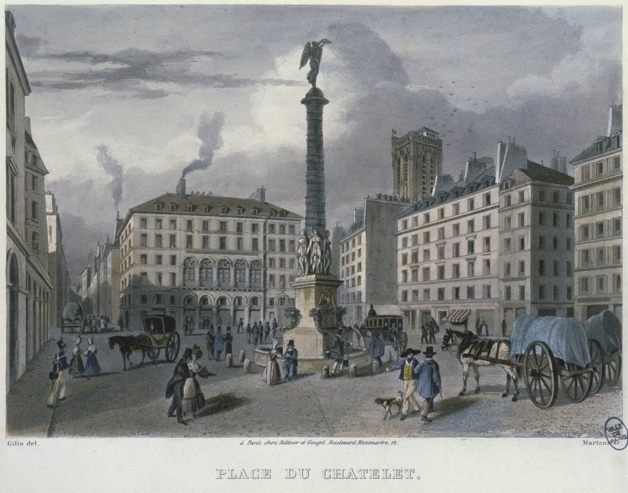 Der Place du Chatelet, Paris, graviert von Frederic Martens (1809-75) 1832 von Carlo Gilio