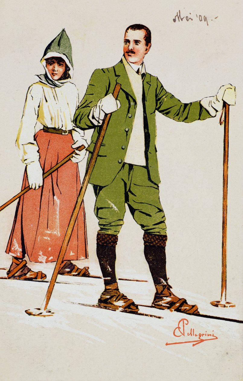 Zwei Skifahrer, 1909 von Carlo Pellegrini