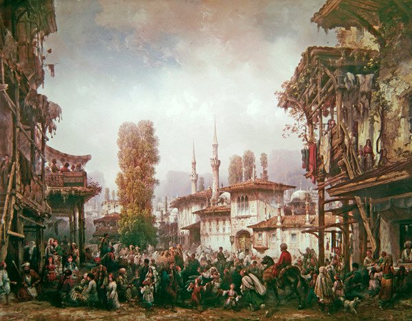 Straßenszene in Konstantinopel von Carlo Bossoli