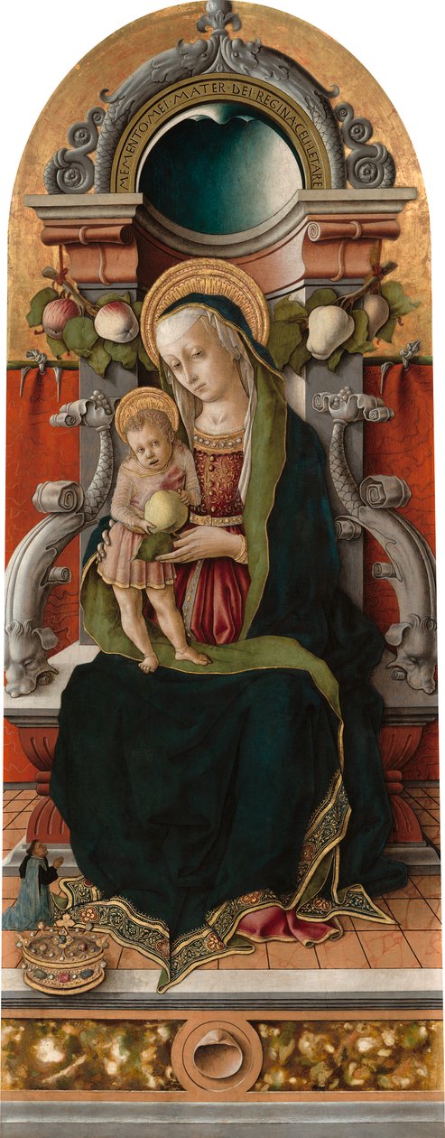 Madonna und Kind auf dem Thron mit Stifter von Carlo Crivelli