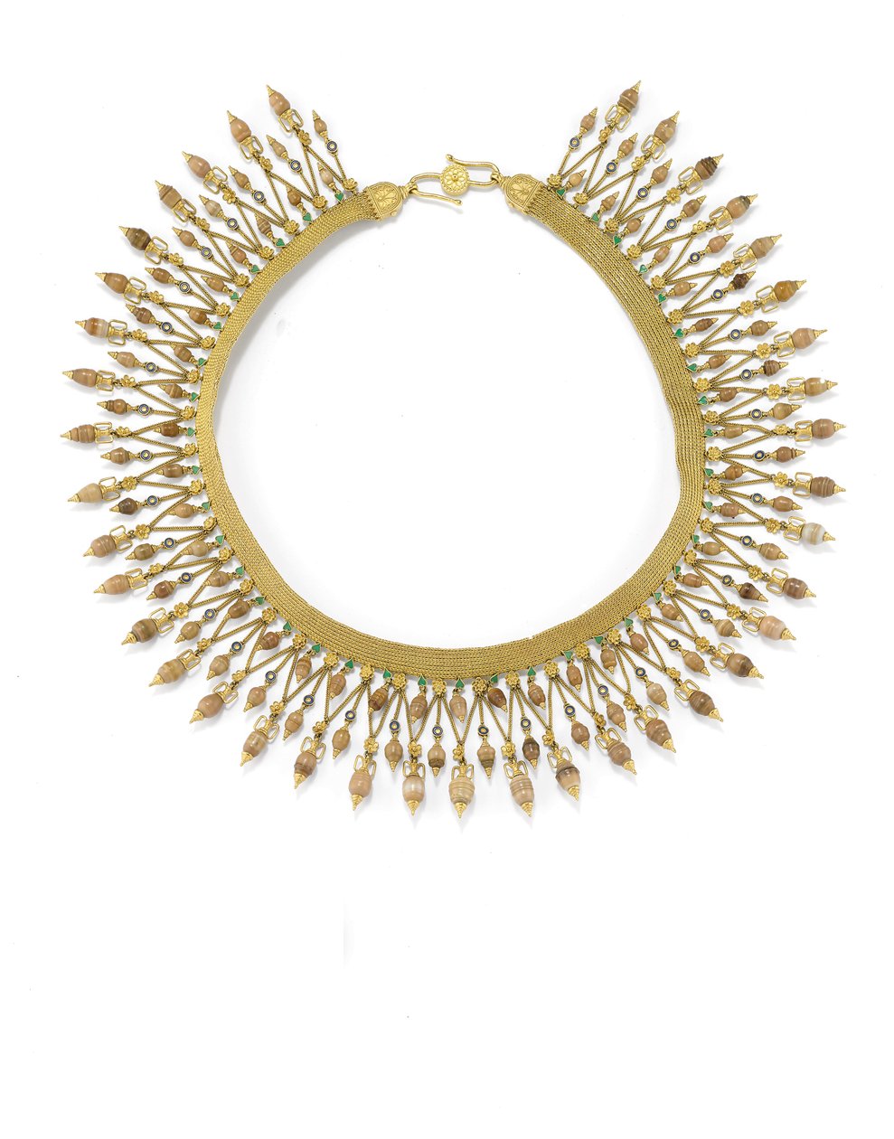 Halskette (Gold, Emaille & Höhlenperlen) von Carlo Giuliano