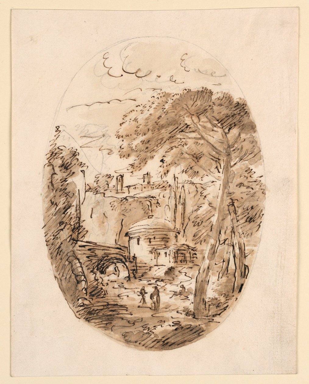 Landschaft mit Reiter und Brücke, 1750–1786 von Carlo Marchionni