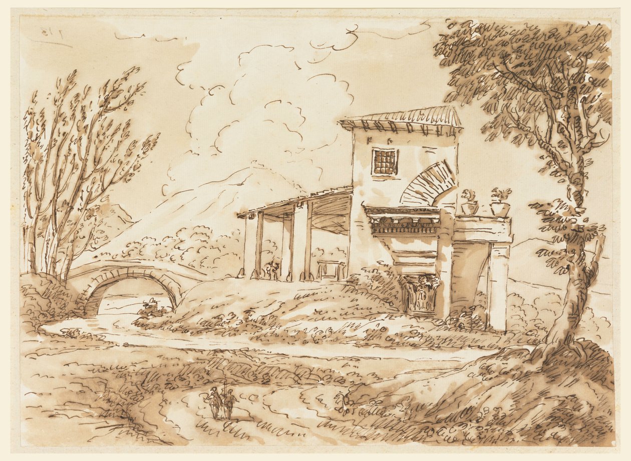 Landschaft mit Villa, 1750–60 von Carlo Marchionni