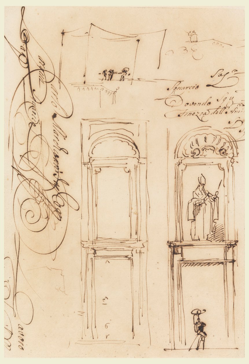 Skizzen und Schrift von Carlo Marchionni