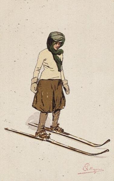 Frau beim Skifahren von Carlo Pellegrini