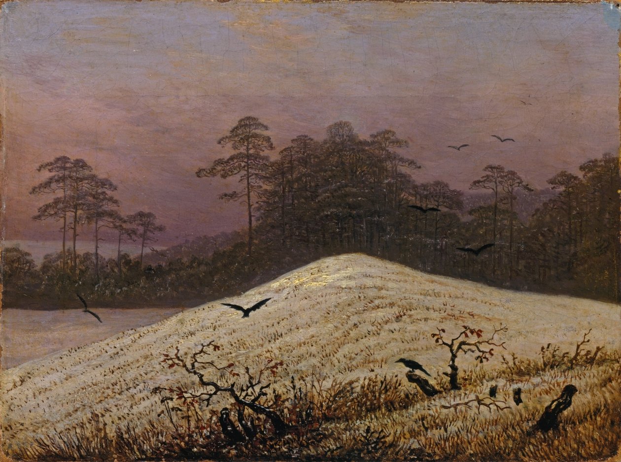 Schneehügel mit Raben von Caspar David Friedrich