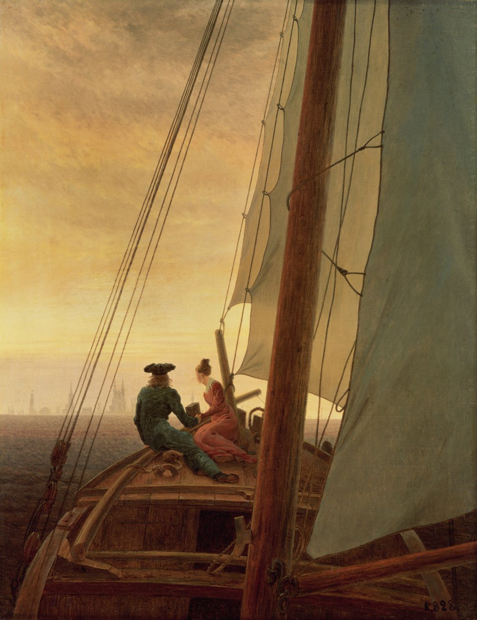 An Bord eines Segelschiffs von Caspar David Friedrich