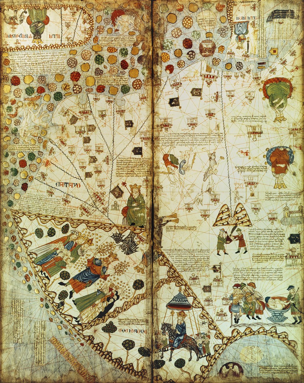 Detail aus einer katalanischen Weltkarte von Catalan School