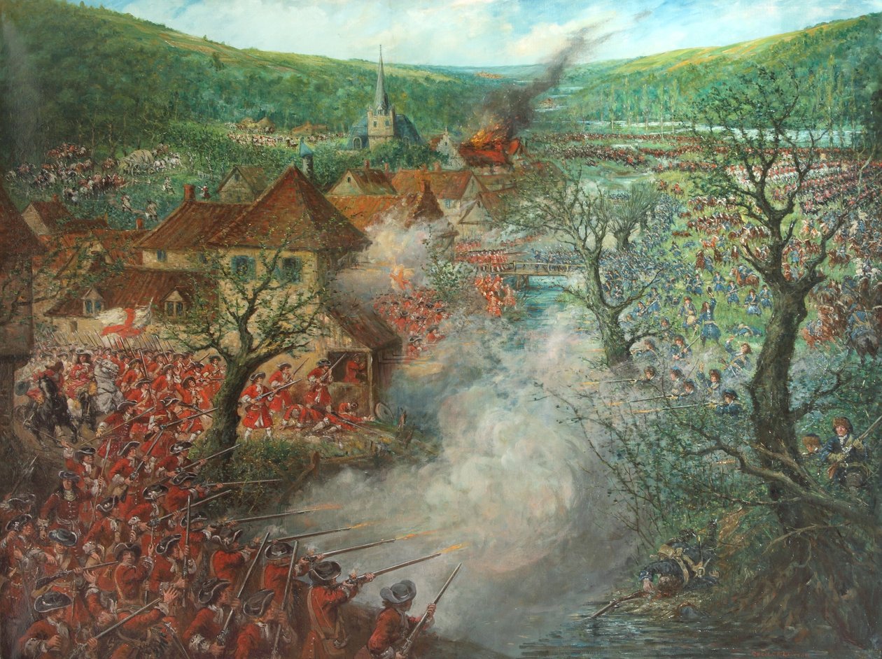 Kampfszene vor einer Stadt von Cecil Gordon Lawson