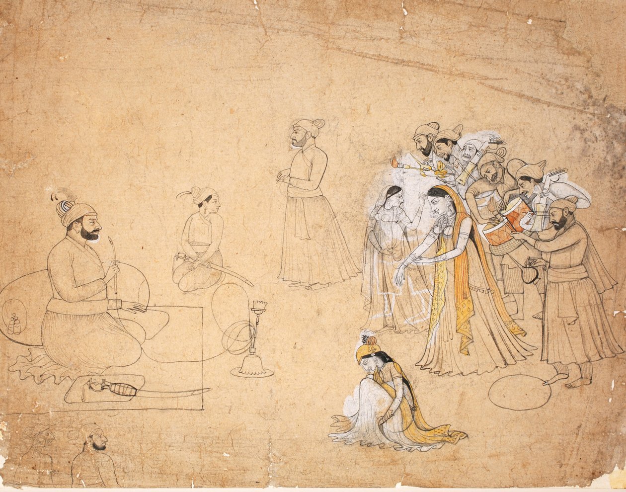 Ein Raja wird von Tänzern und Musikern unterhalten, ca. 1780 von Chajju