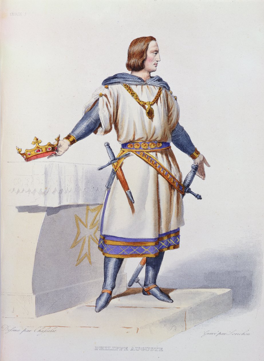 Porträt von Philipp II. Augustus (1165-1223) König von Frankreich, graviert von Constant Louis Lorichon, 1841 von Charles Abraham Chasselat