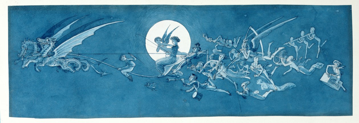 Der Drachenwagen und die Feenminstrels überqueren den Mond von Charles Altamont Doyle
