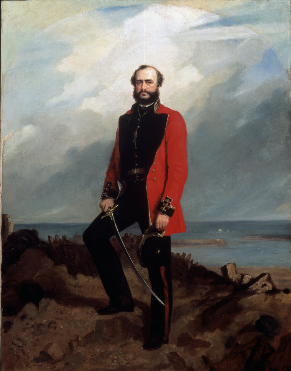 Generalmajor Charles Ashe Windham (1810-70) Coldstream Guards, stehend vor dem Redan, Sewastopol, 1855 von Charles Couzens