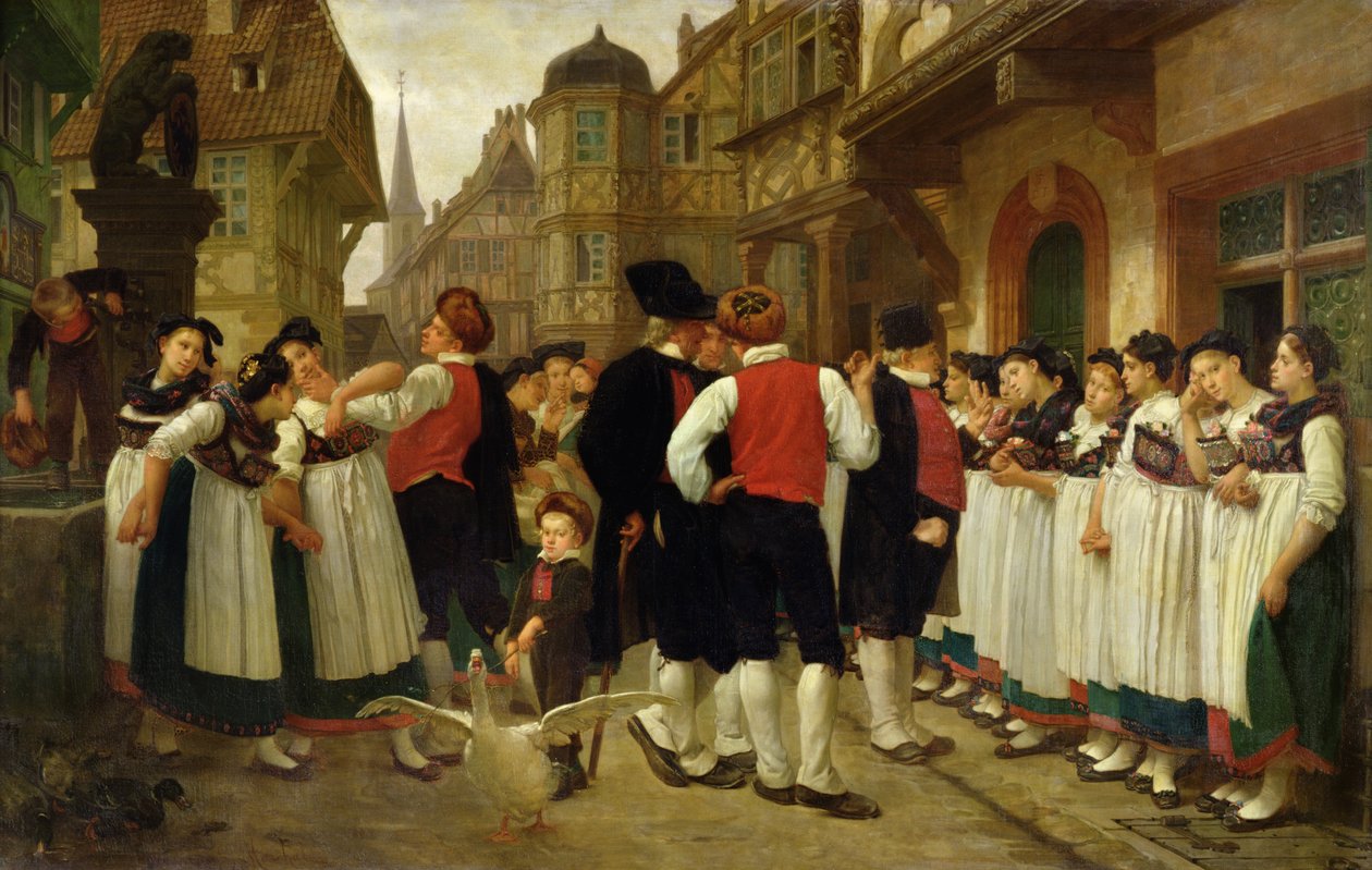 Der Dienermarkt in Bouxwiller von Charles Francois Marchal