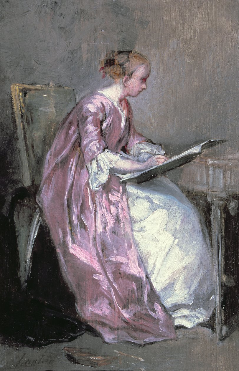 Ein junges Mädchen zeichnet von Charles Joshua Chaplin