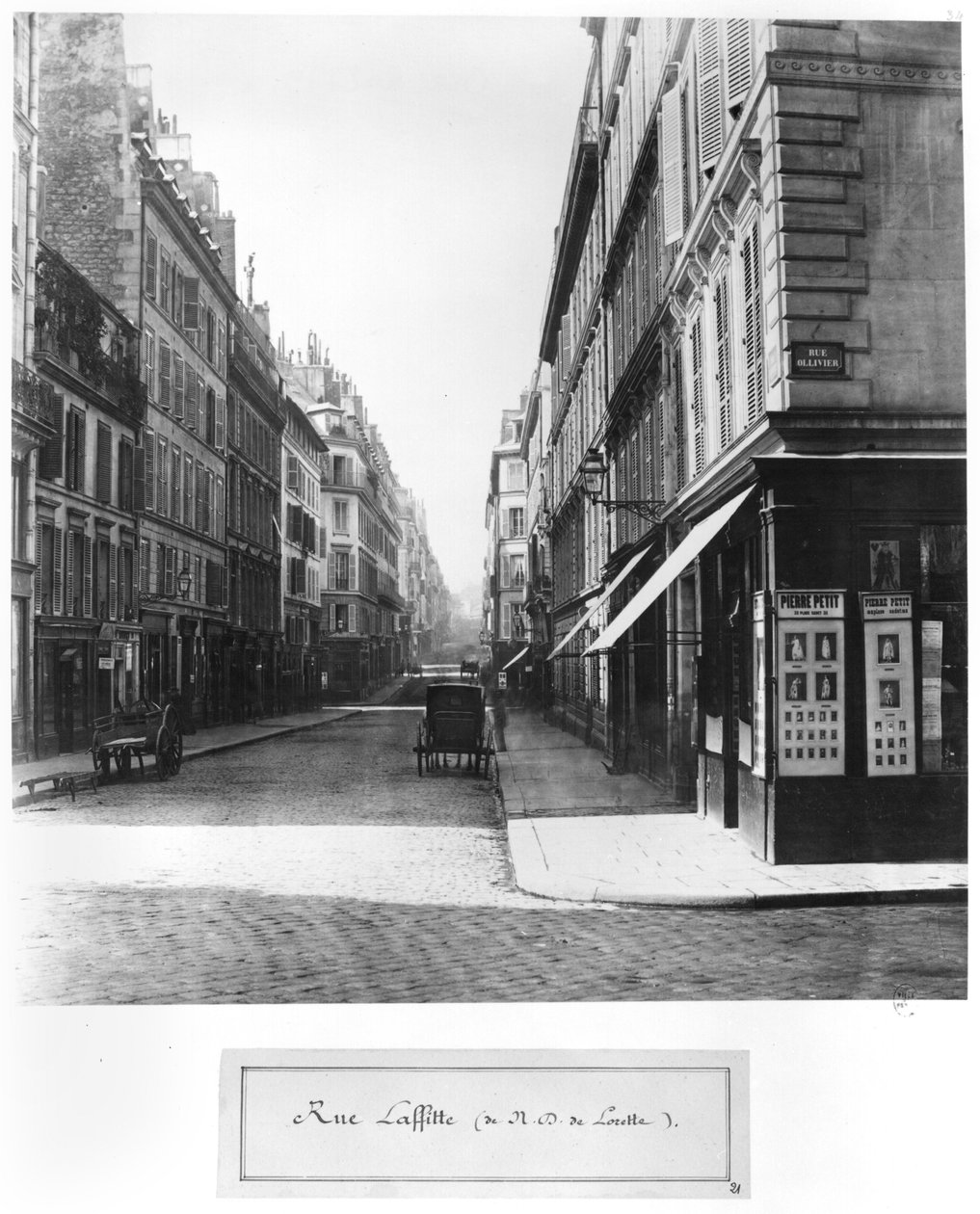 Rue Laffitte, von der Kirche Notre-Dame-de-Lorette, Paris, 1858-78 von Charles Marville