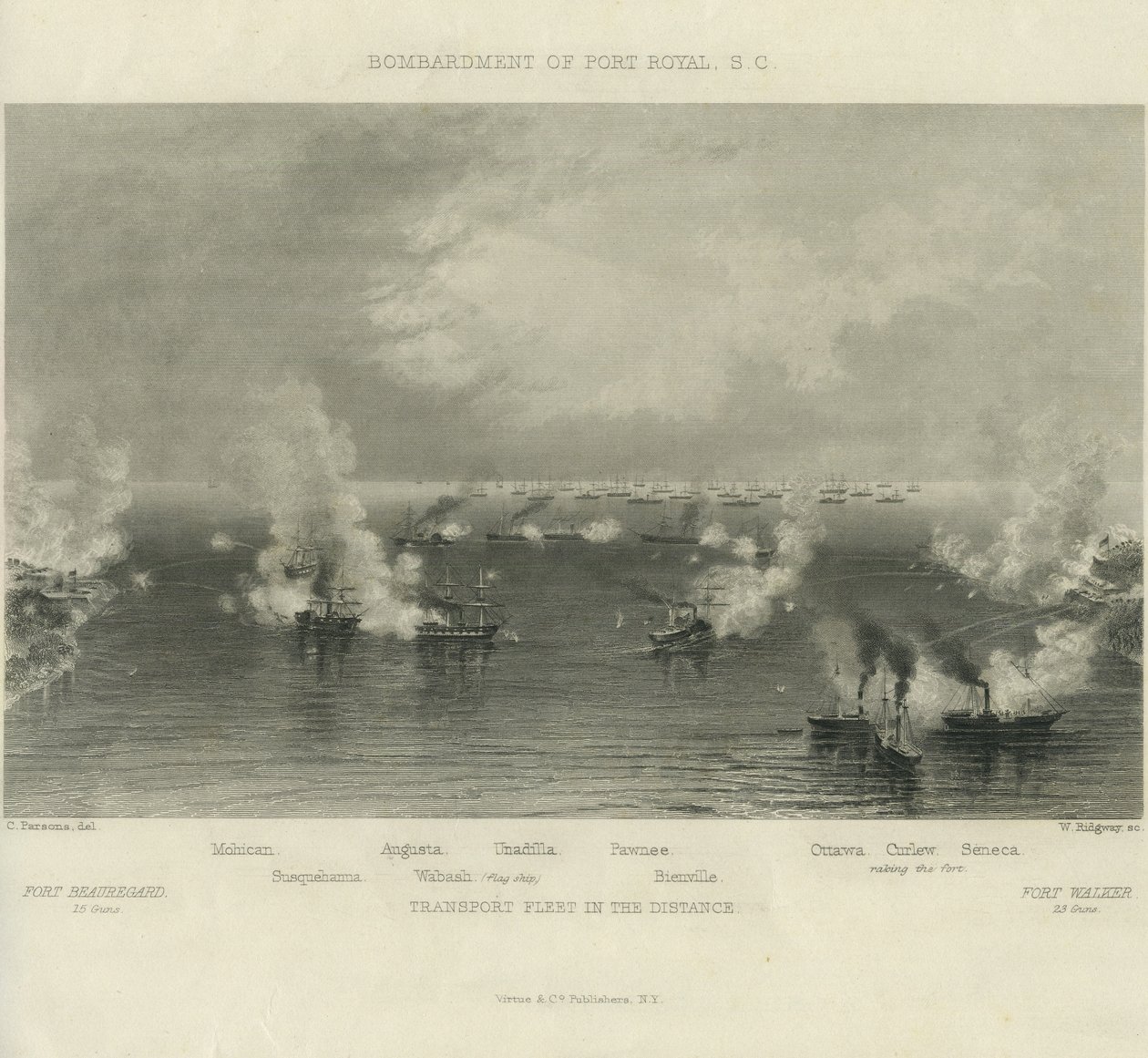 Bombardierung von Port Royal, S.C., ca. 1861 von Charles Parsons