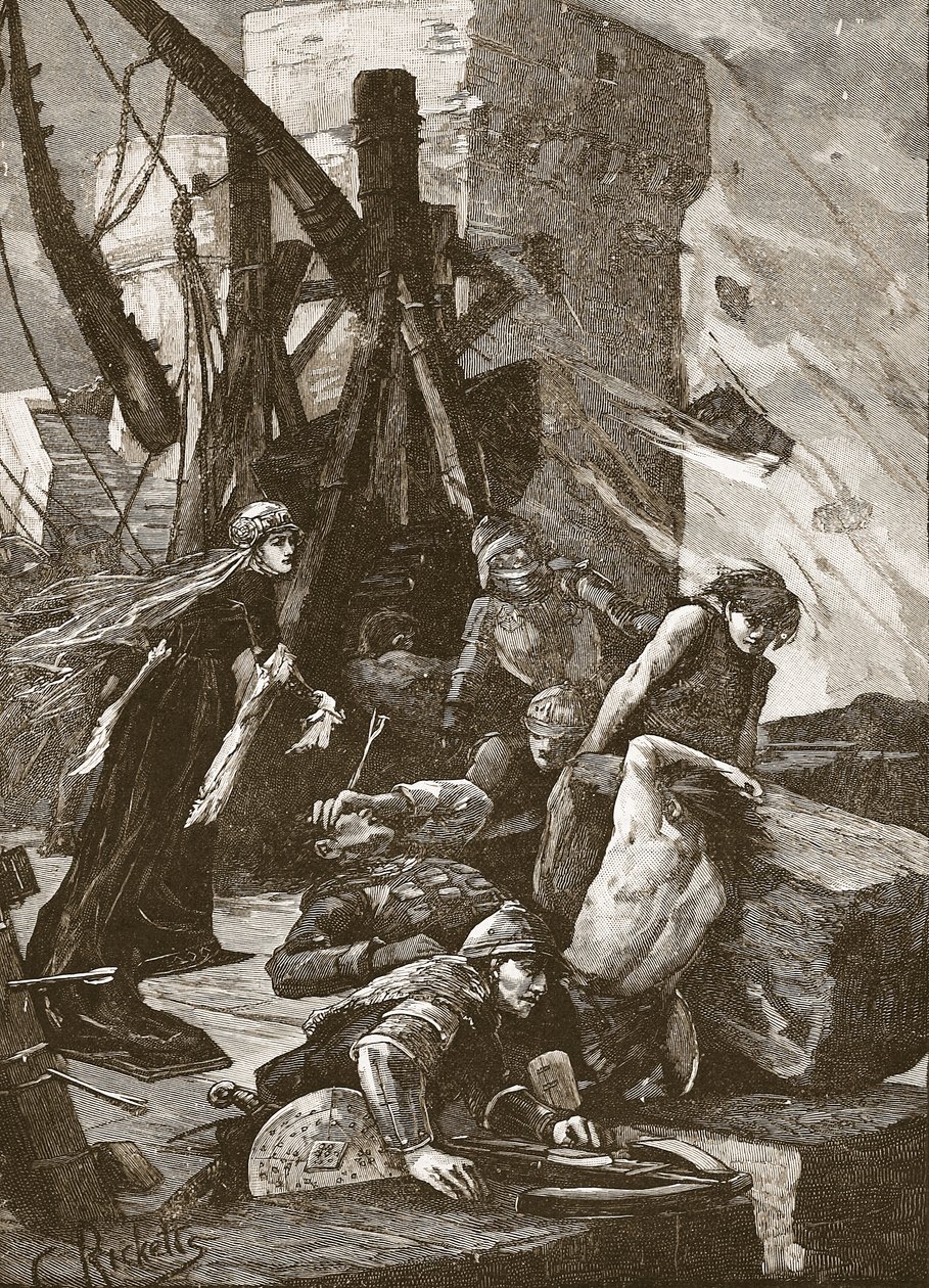 Schwarze Agnes bei der Belagerung von Dunbar Castle, Illustration aus 