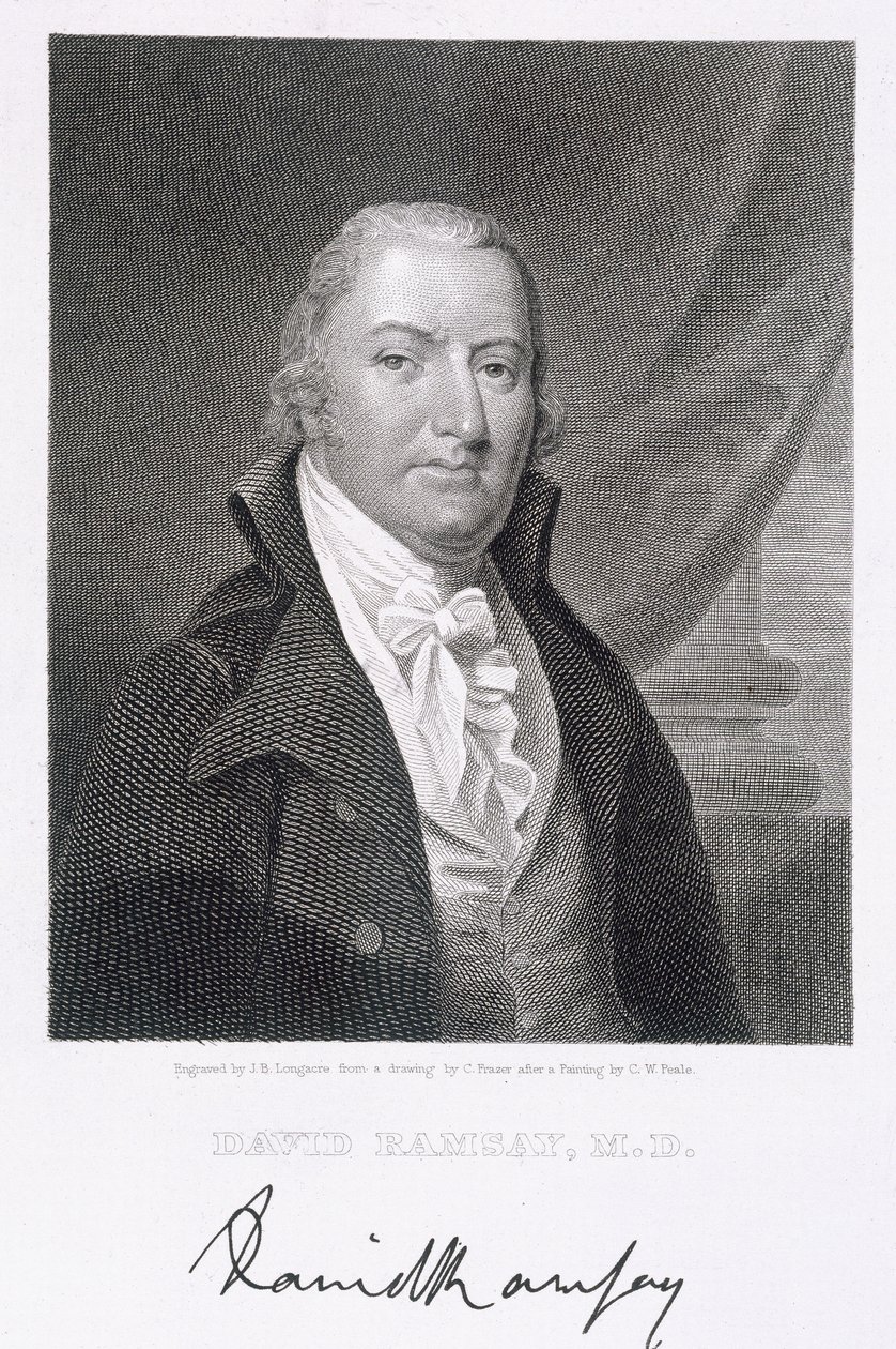 David Ramsay, graviert von James Barton Longacre (1794-1869) nach einer Zeichnung des Originals von Charles Fraser (1782-1860) von Charles Willson Peale