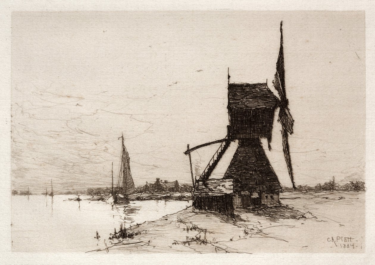 Windmühle an der Küste, 1884 von Charles Adams Platt