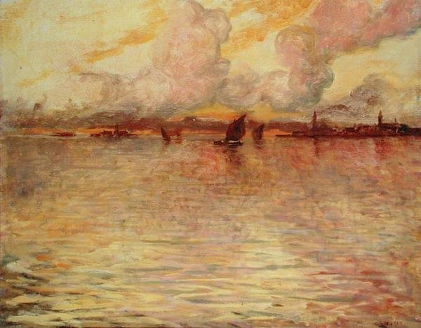 Meereslandschaft mit Fernsicht auf Venedig von Charles Cottet