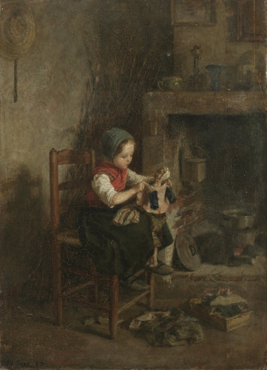 Die Puppe ankleiden von Charles Edouard Frere