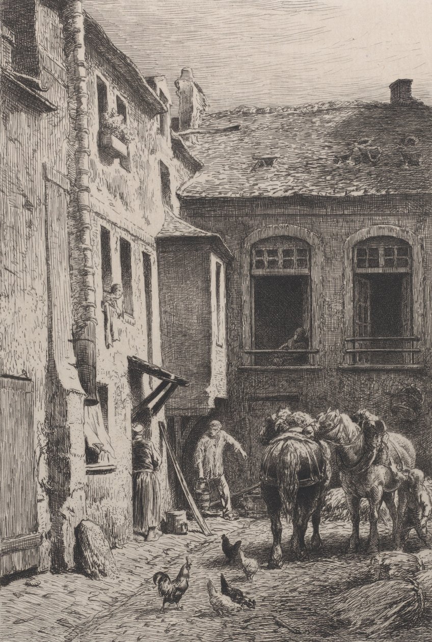 Ein Pariser Innenhof im Jahr 1865 von Charles Emile Jacque