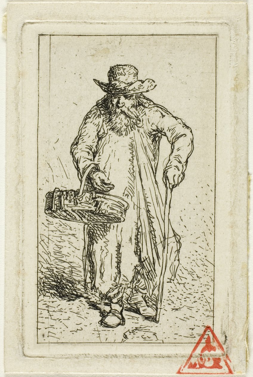 Bettler mit Korb von Charles Emile Jacque