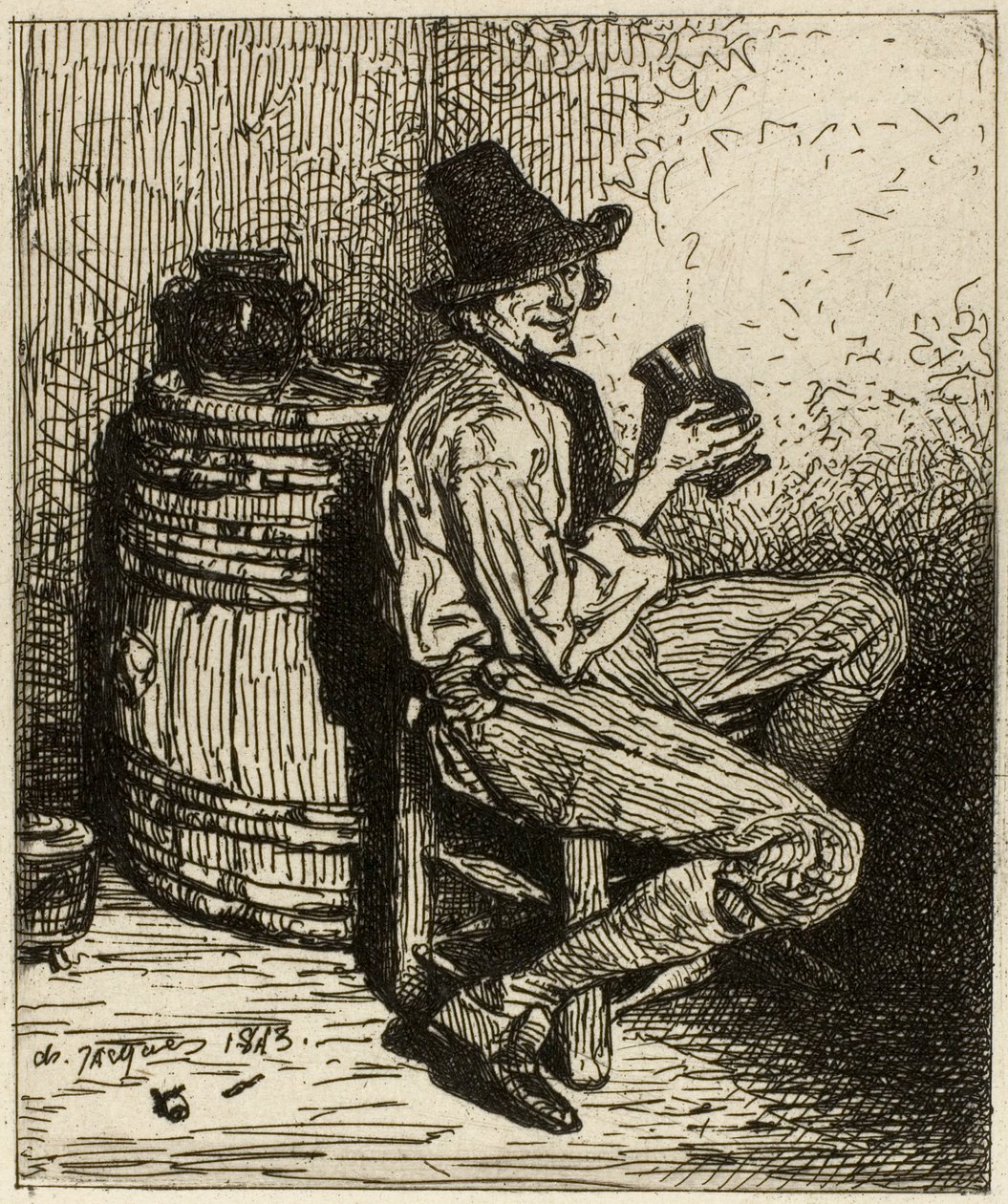 Trinker von Charles Emile Jacque