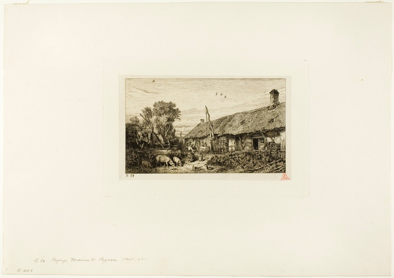 Landschaft mit Bauernhaus von Charles Emile Jacque