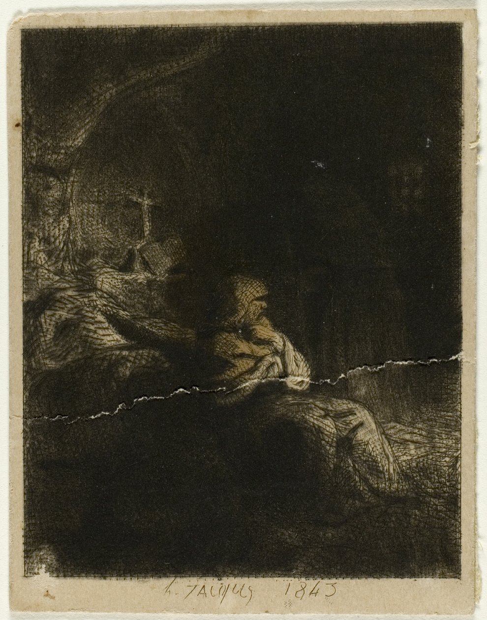 Mönch beim Gebet von Charles Emile Jacque