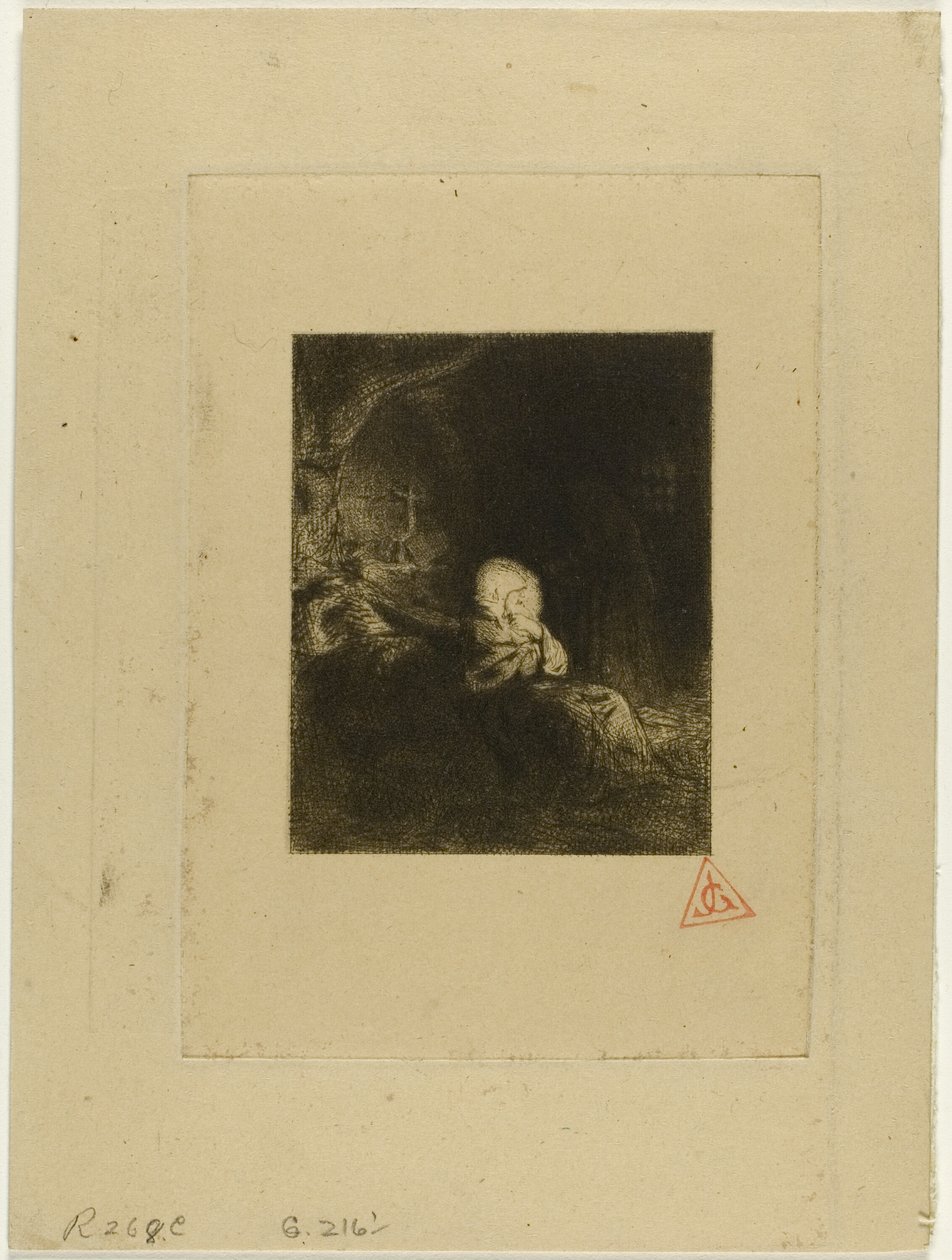 Mönch im Gebet von Charles Emile Jacque