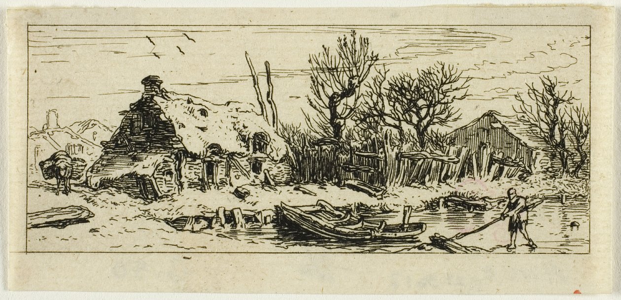 Der gefrorene Teich, kleine Platte von Charles Emile Jacque