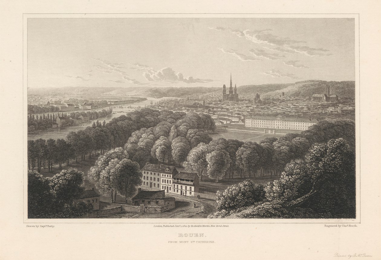 Rouen, von Mont Sainte Catherine von Charles Heath