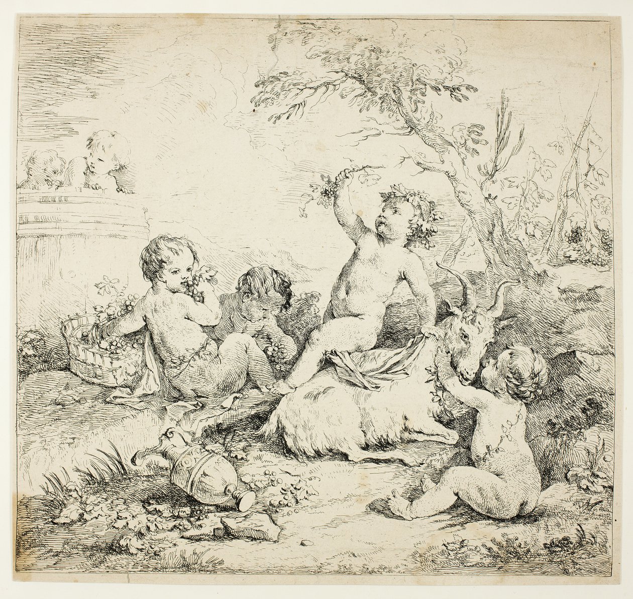 Putten mit einer Ziege von Charles Joseph Natoire