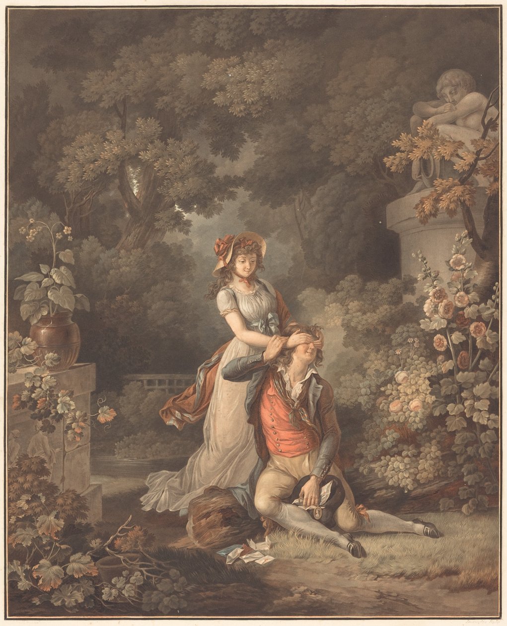 Der überraschte Liebhaber von Charles Melchior Descourtis after Jean Frederic Schall
