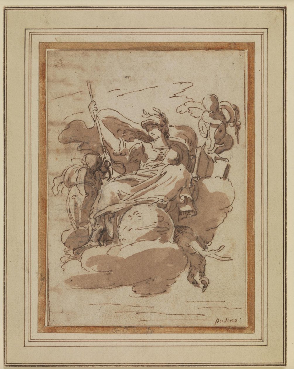 Allegorische Frauenfigur, sitzend auf Wolken von Charles Mellin