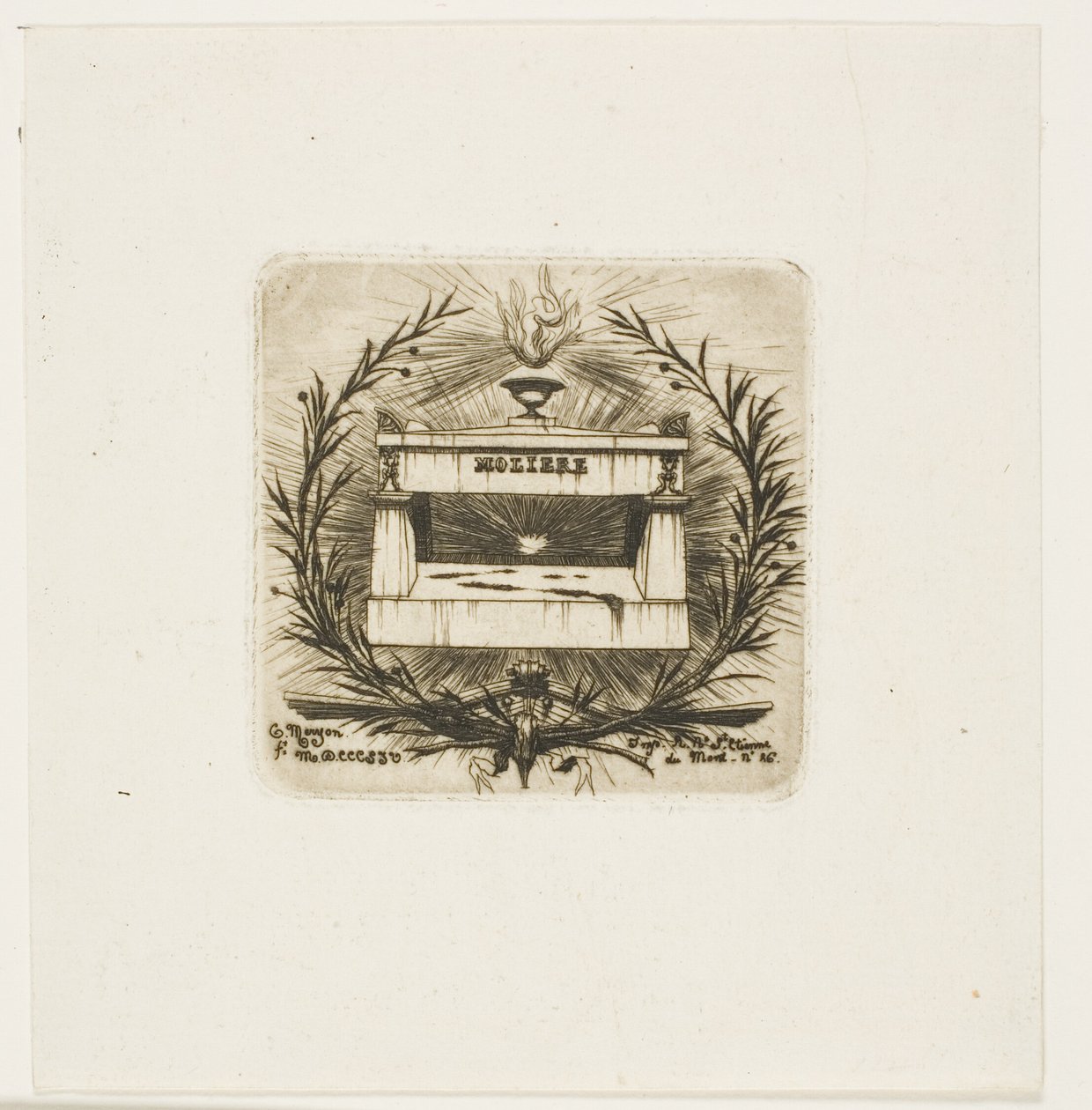 Molières Grab, Friedhof Père-Lachaise, Paris von Charles Meryon