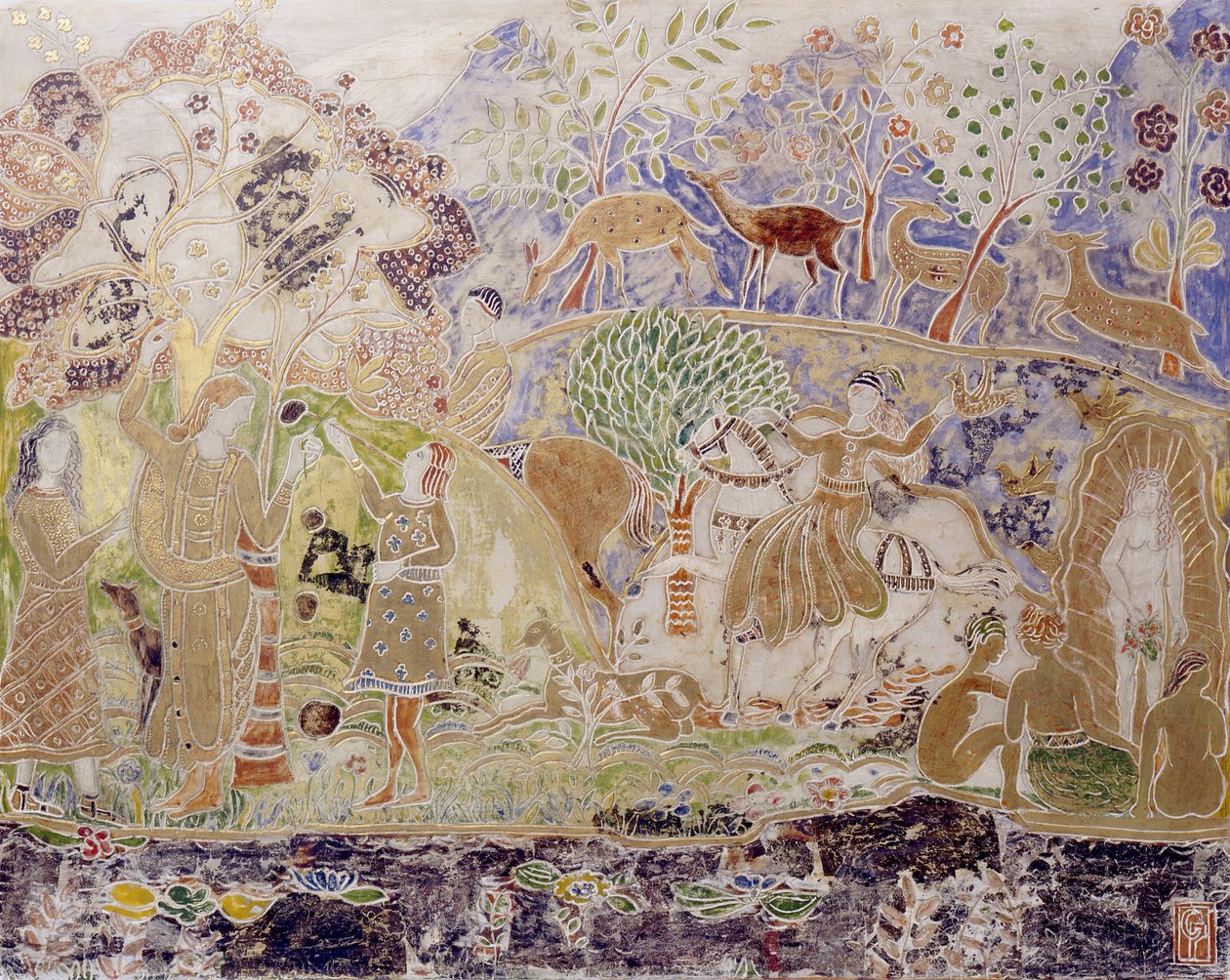 Figuren und Hirsch von Charles Prendergast