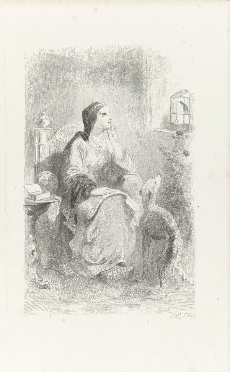 Helene schaut durch ein Fenster von Charles Rochussen