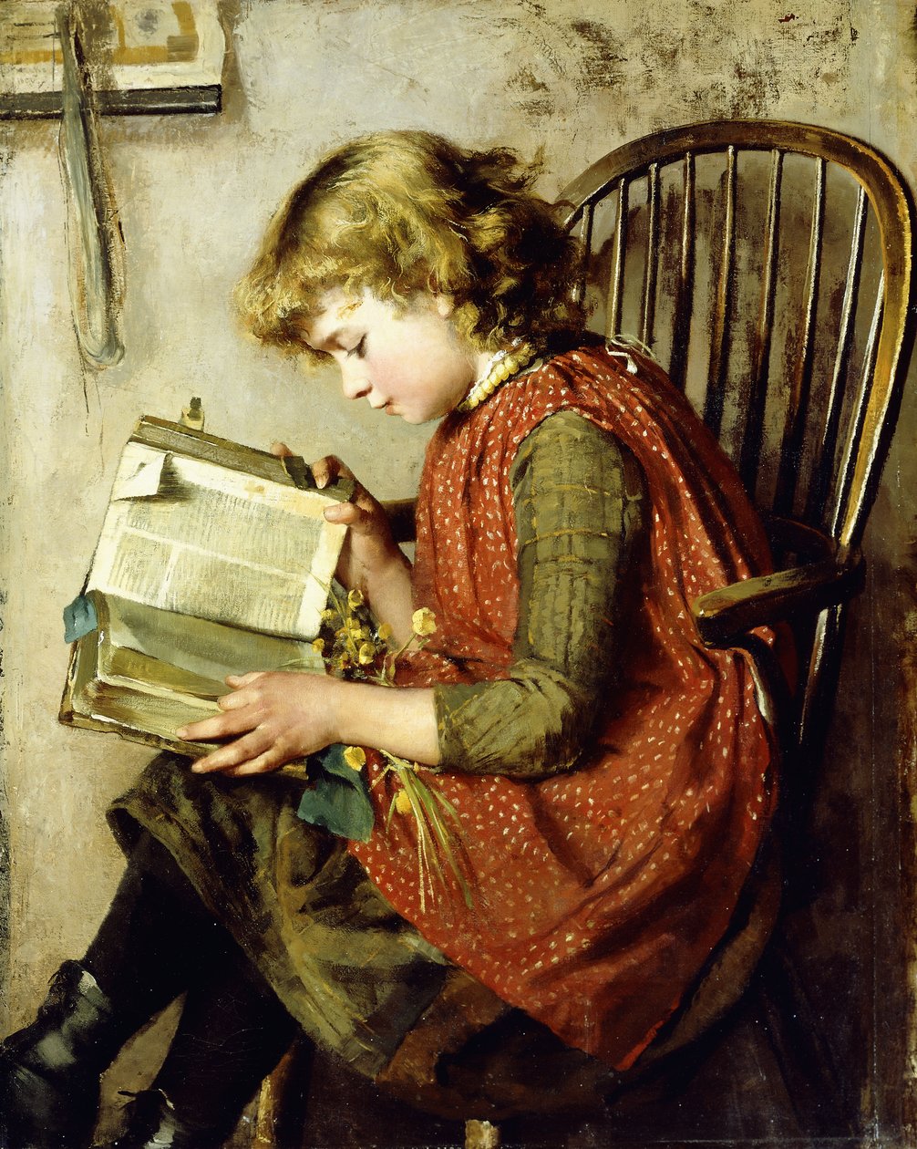 Ein junges Mädchen liest, 1890 von Charlotte Weeks