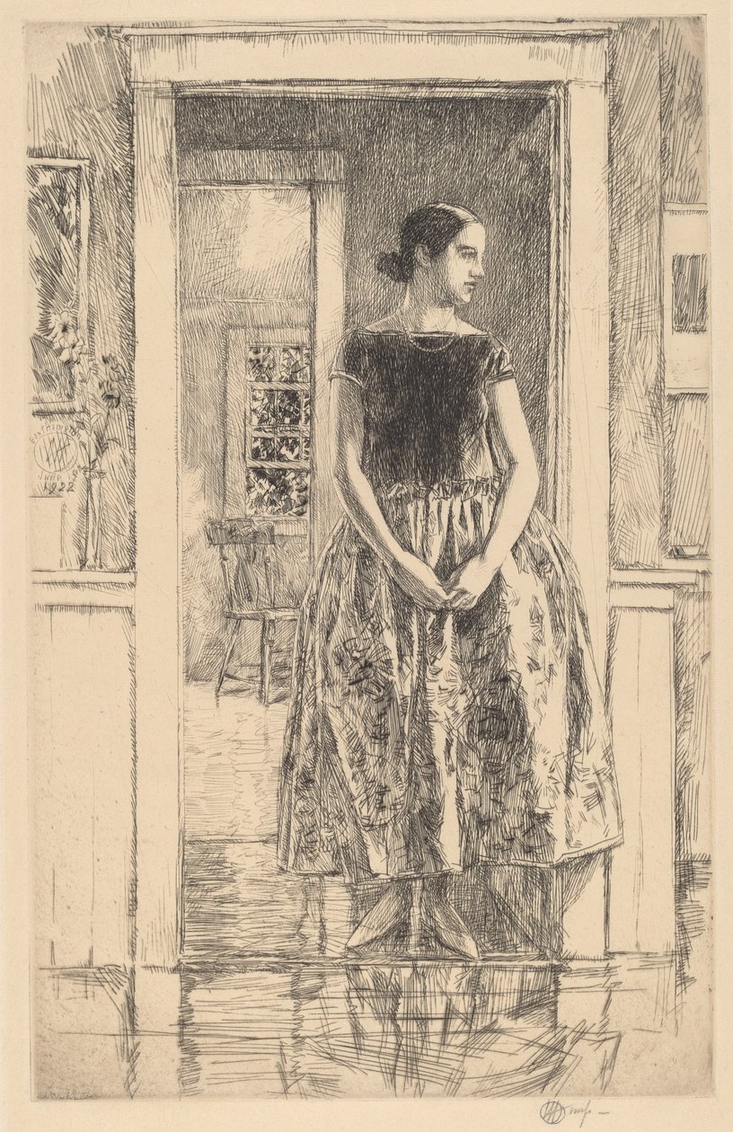 Mädchen in einem modernen Kleid von Childe Hassam